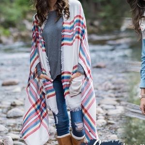 Pocket poncho/blanket scarf. Like new!! Two different ways to wear this!